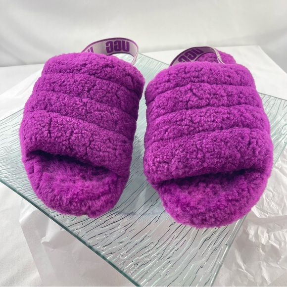 UGG Fluff Yeah Slide Slippers | Size 8 | Bold Purple Plush Comfort - Picture 4 of 9